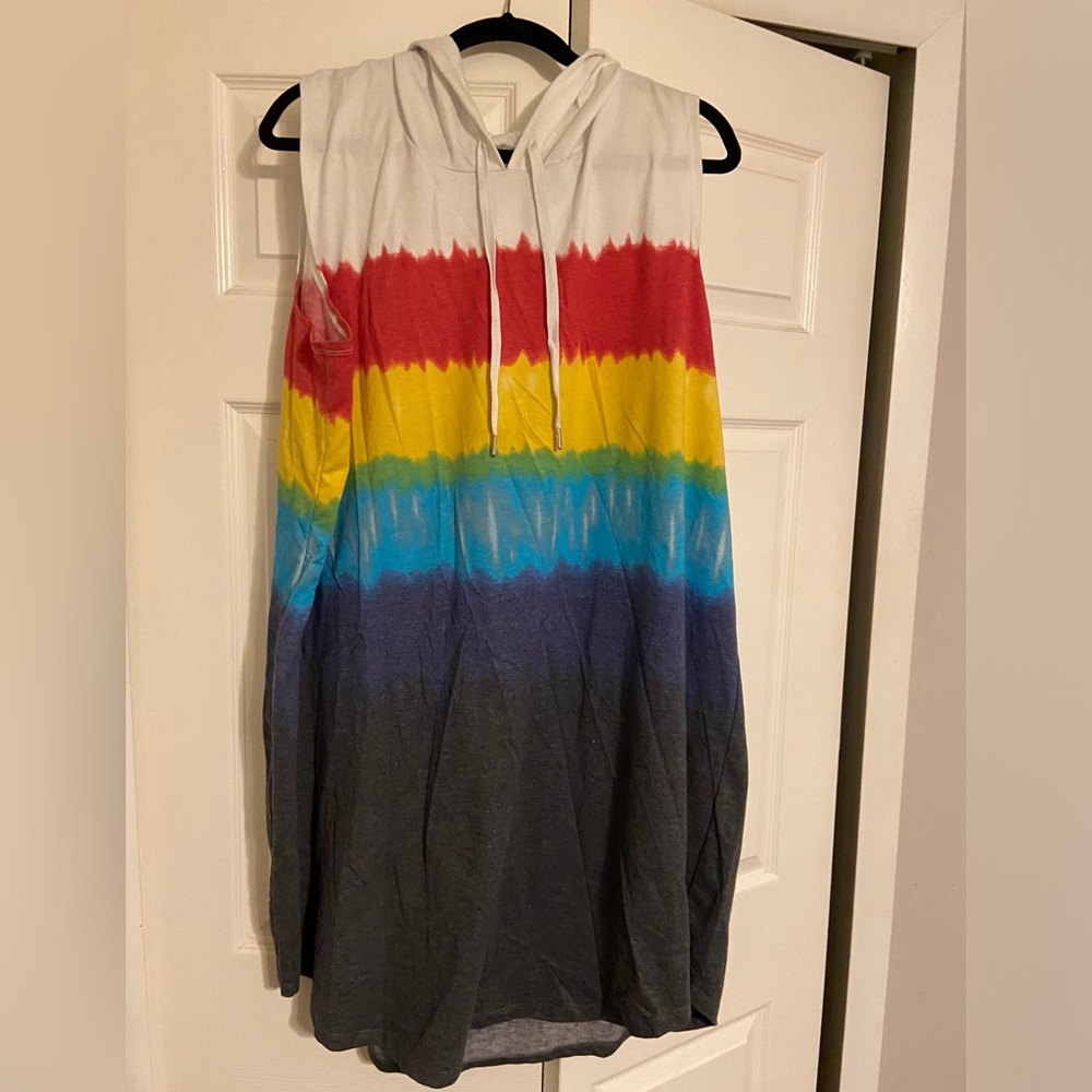 LIVI by Lane Bryant Rainbow Sleeveless French Terry Hoodie Dress 22/24